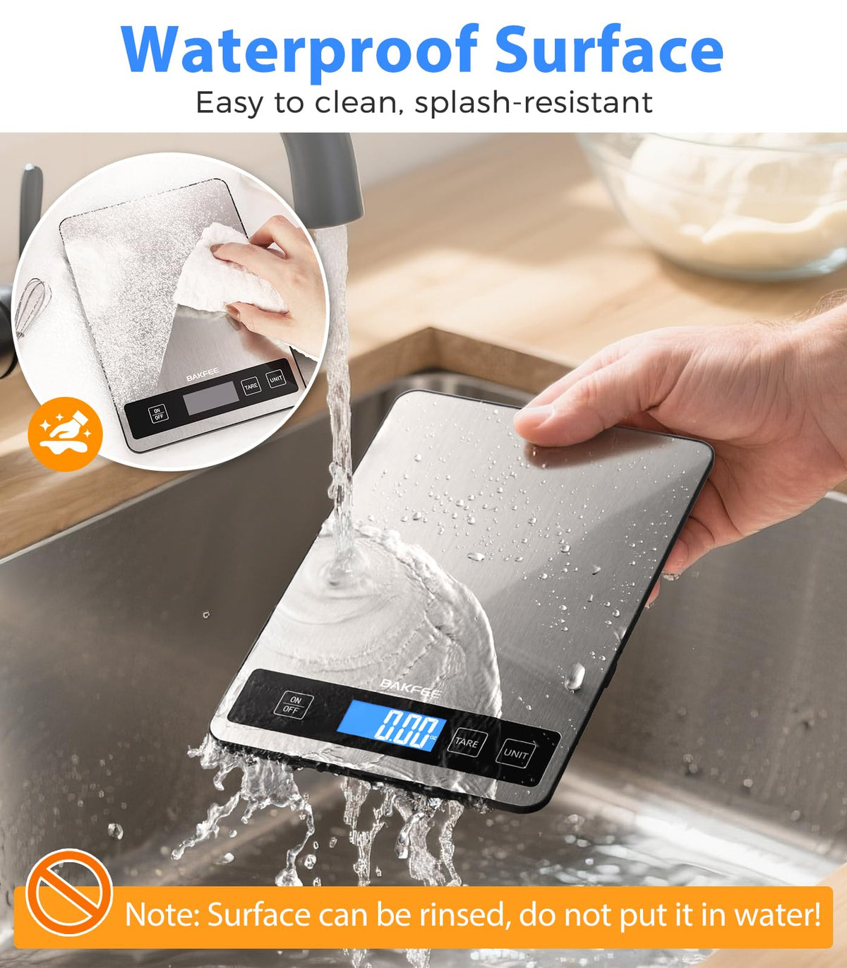 Food Scale, 33lb Rechargeable Kitchen Scale, 1g Precision, Black Rechargeable-Black