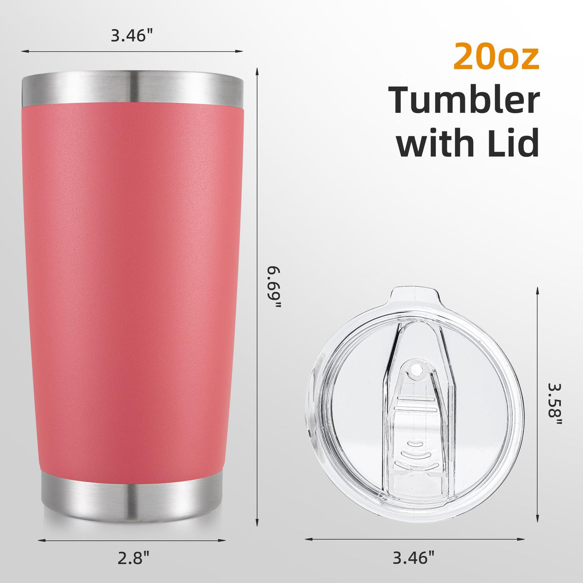 20oz Tumbler Bulk with Lid Stainless Steel Tumblers, 6 Pack