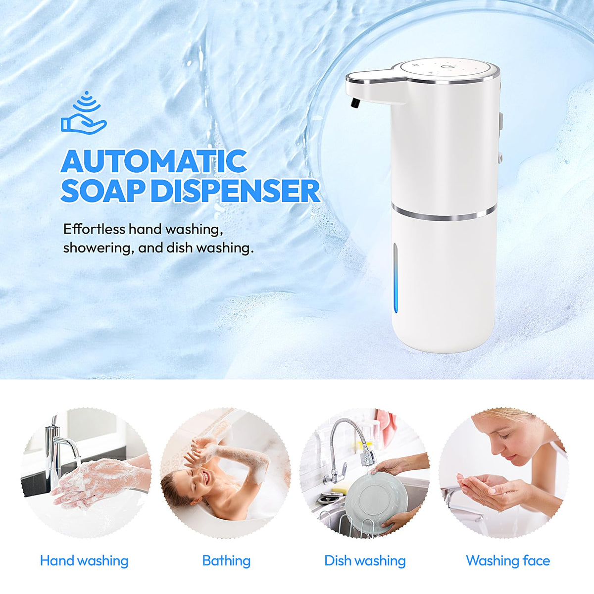2 Pack Automatic Foaming Soap Dispenser,Touchless Foam Soap Dispenser,12.8oz Rechargeable Wall Mounted Smart for Bathroom and Kitchen Dish Soap,Easy for Toddlers(Black) Black
