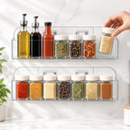Acrylic Spice Rack Wall Mount, Clear Spice Shelf Storage Holder, 4 Pack