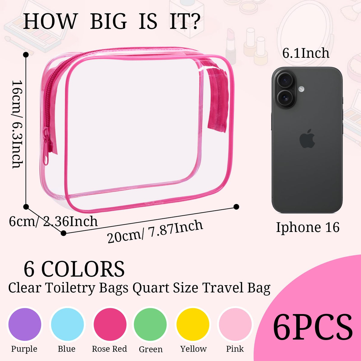4 Pieces Clear Cosmetic Bags Bulk TSA Approved Toiletry Bag for Travel PVC Waterproof Clear Makeup Pouch with Zipper for Men and Women Carry-on Travel Essentials 4pcs SML Black