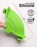 Kitchen Gizmo Snap N' Strain - Silicone Pasta Strainer Clip-On for Pots and Pans - Heat Resistant Colander for Vegetables and Noodles - Kitchen Gadgets for Cooking - Space-Saving Design - Gray 1