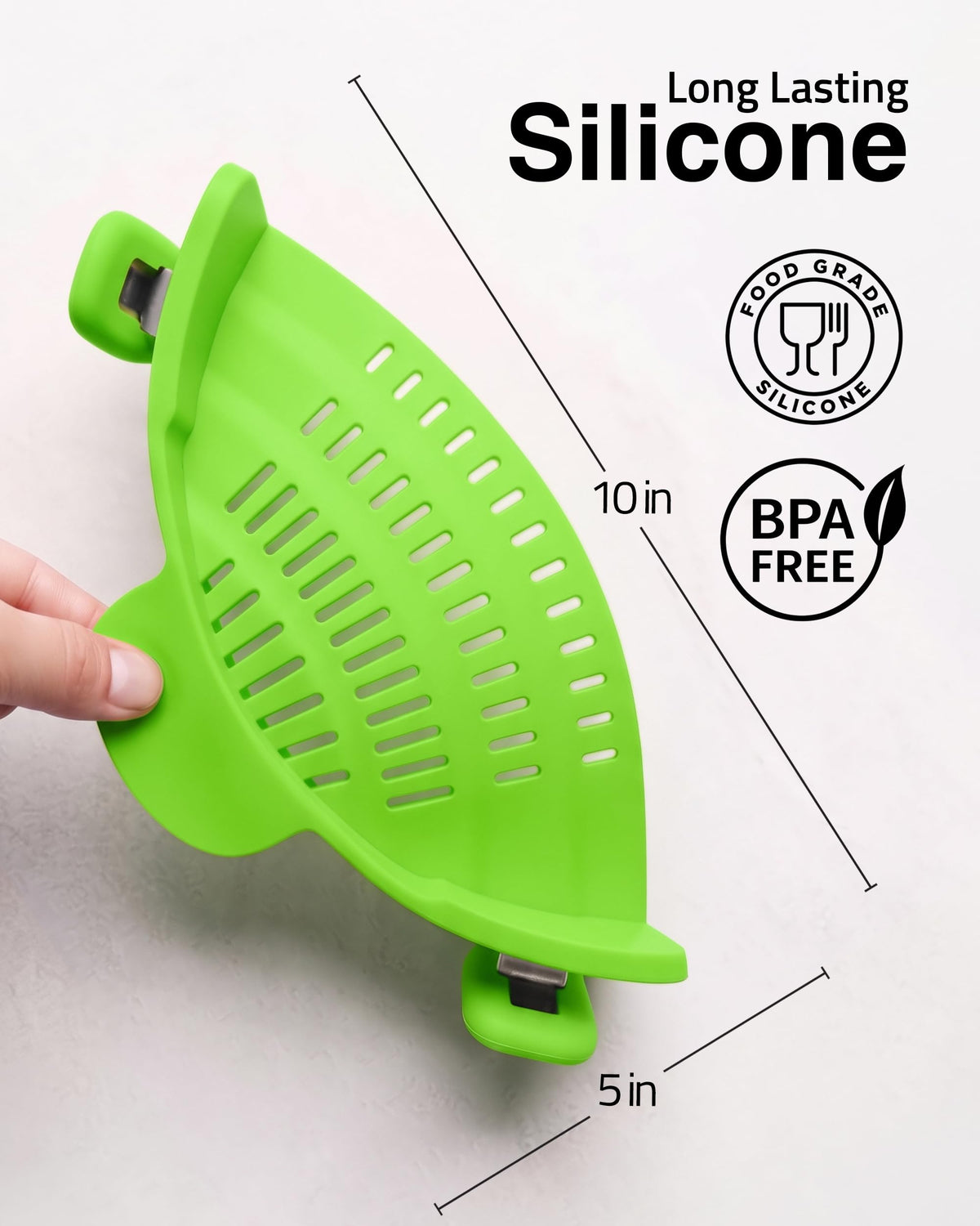 Kitchen Gizmo Snap N' Strain - Silicone Pasta Strainer Clip-On for Pots and Pans - Heat Resistant Colander for Vegetables and Noodles - Kitchen Gadgets for Cooking - Space-Saving Design - Gray 1