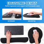6 Pcs Mouse Pad and Keyboard Wrist Rest, Keyboard and Mouse Pad Set with Wrist Support, Ergonomic Memory Foam Wrist Rest for Computer Keyboard Office, Gaming, Computer, Laptop, Typing Comfort