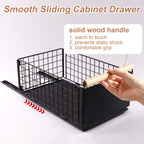2 Pack Pull Out Cabinet Organizer Slide Out Storage Baskets with Wooden Handle, Spice Rack for Kitchen, Pantry Shelves No Drill Pullout Drawers for Under Sink, 6.6''H*9.3''W*15.7''D White 2 Pack