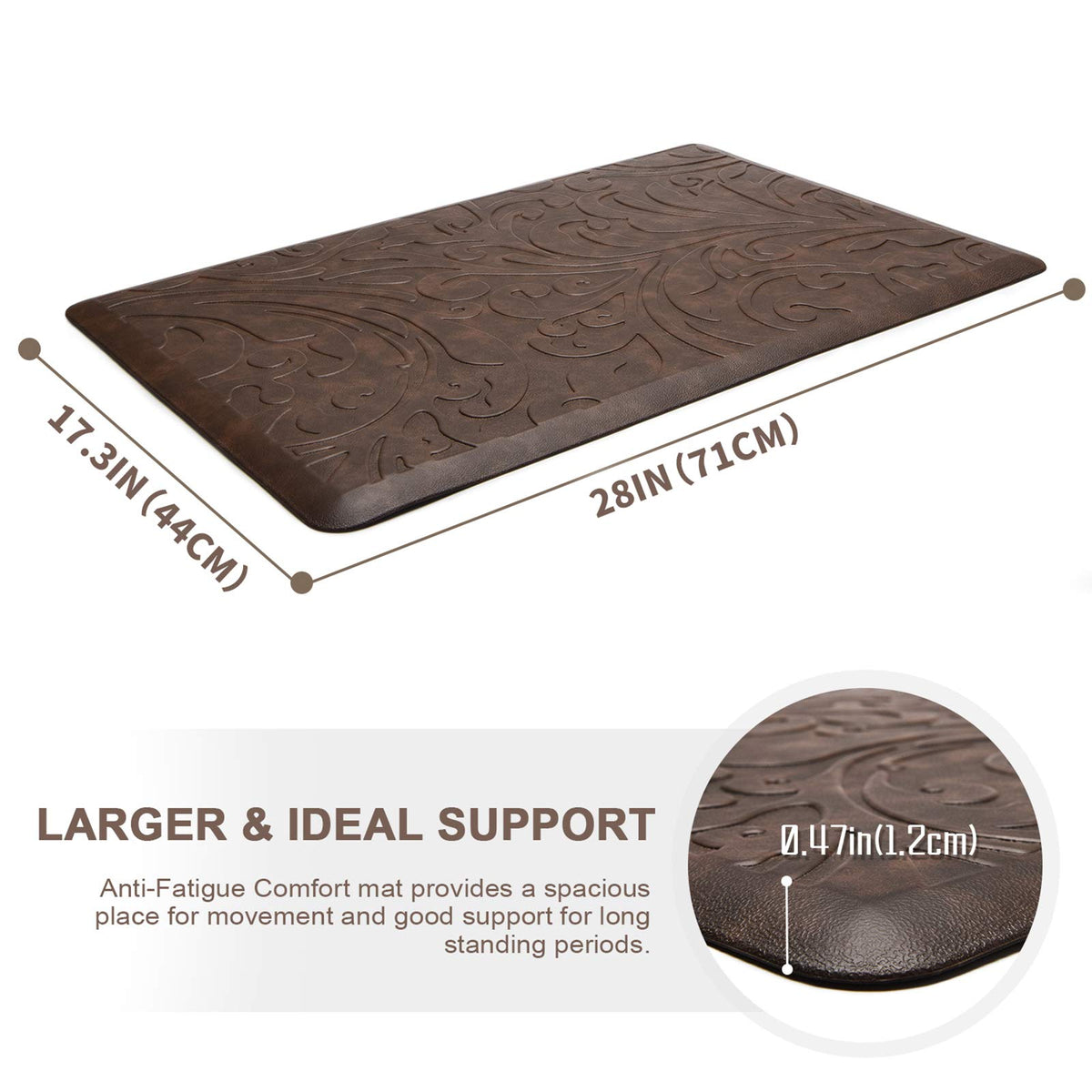 Kitchen Mat Cushioned Anti-Fatigue Comfort Standing Mat Rug for Home,Office Black 1'5" x 2'4" (Rectangular)