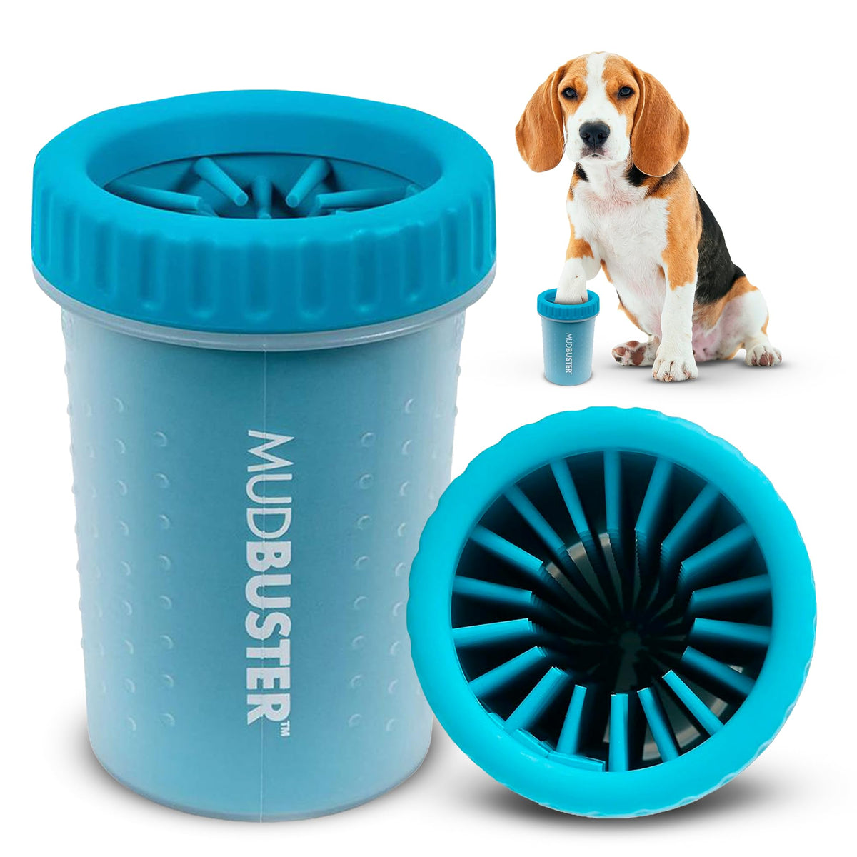 Dexas MudBuster Large Dog Paw Cleaner, Blue, Fits 2.5"-3.5" Wide Paws,...