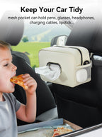 Multi-Functional Car Tissue Holder with ‌2 Storage Nets, Tissue Box Cover Black