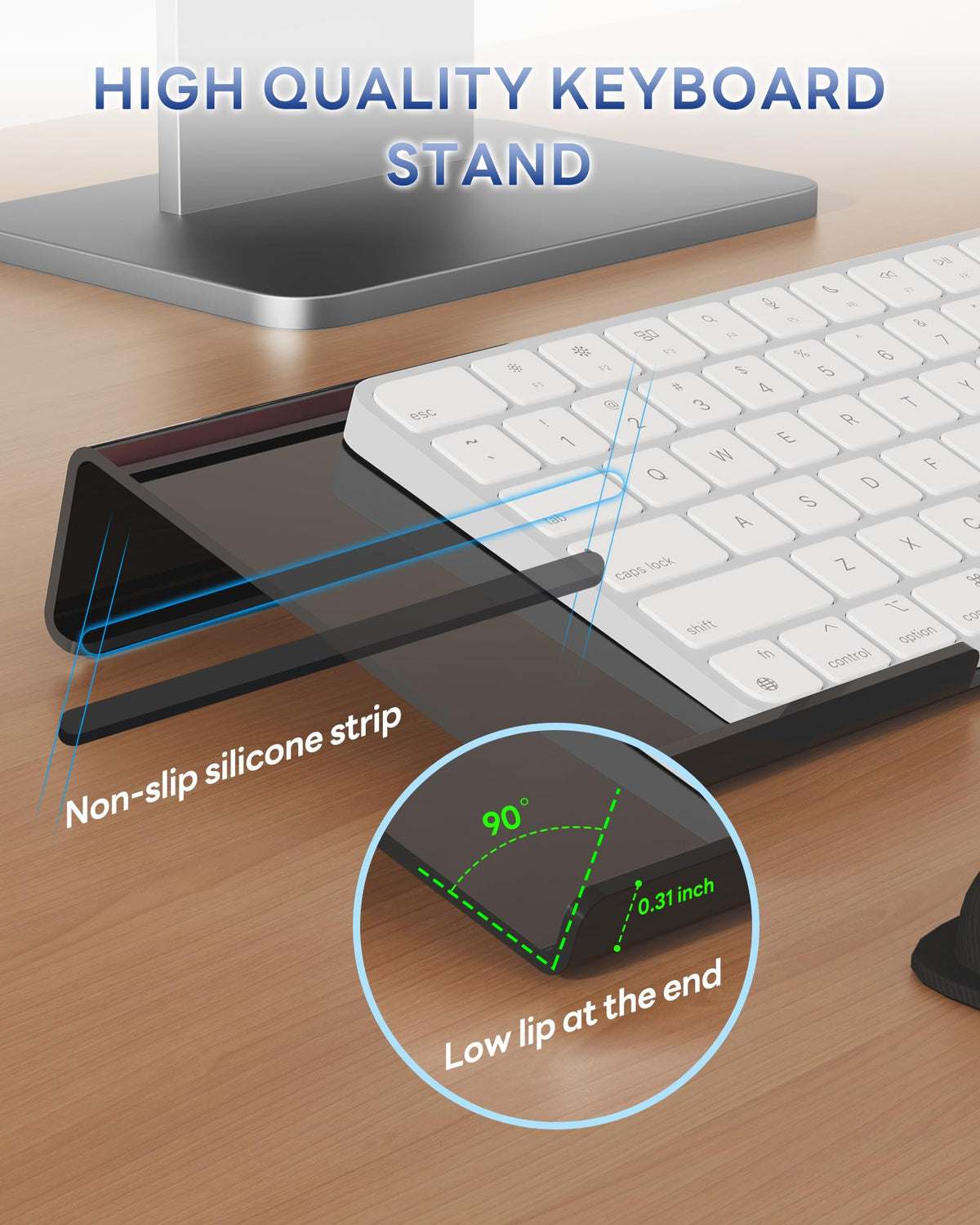 Laborio Computer Keyboard Wrist Rest, Keyboard Riser Stand for Desktop Purple Keyboard Stand With Wrist Rest