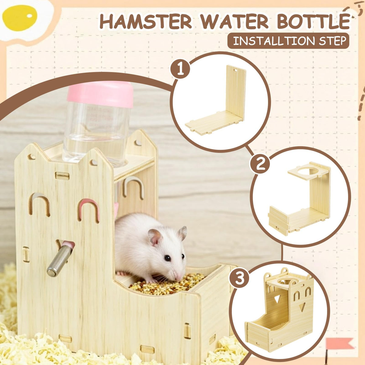 BreezeHug 6 Pcs Wooden Hamster Cage Accessories, Hamster Tunnels, Stylish