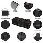 Car Trunk Organizer and Storage with Lid & Removable Leakproof Cooler Bag, Car Accessories 6 Removable Dividers for Custom Space, Collapsible Large Trunk Organizers Interior for SUV Sendan with Cover Black