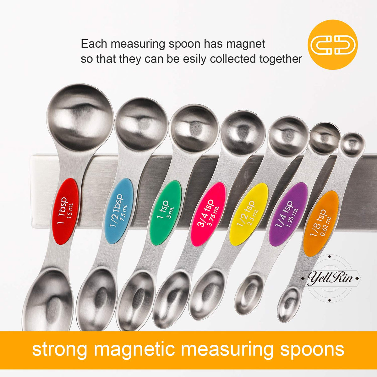 Magnetic Stainless Steel Dual-Sided Measuring Spoons Set