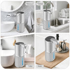 Automatic Soap Dispenser, Foaming Soap Dispenser Touchless with Continuous Dispensing, 4-Level Adjustable, Rechargeable Hand Soap Dispensers, Wall Mounted or Countertop for Bathroom & Kitchen Gold