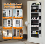 Over The Door Organizer - Over Door Storage Organizer with 5 Large Pockets & 10 Mesh Side Compartments - Heavy-Duty Hanging Storage for Bathroom, Bedroom & Closet - Baby Room Organize - Grey