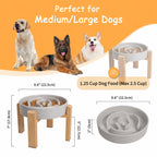 Elevated Slow Feeder Dog Bowl, 6.7" Ceramic Maze Dog Bowl with Stand White 1.5 Cups