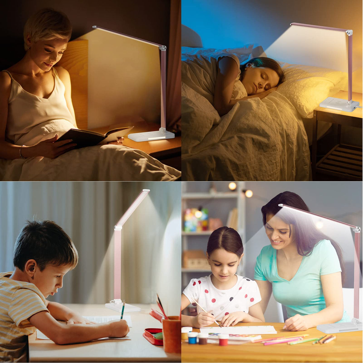 LED Desk Lamp with Wireless Charger, USB Charging Port, Eye Care Black PRO
