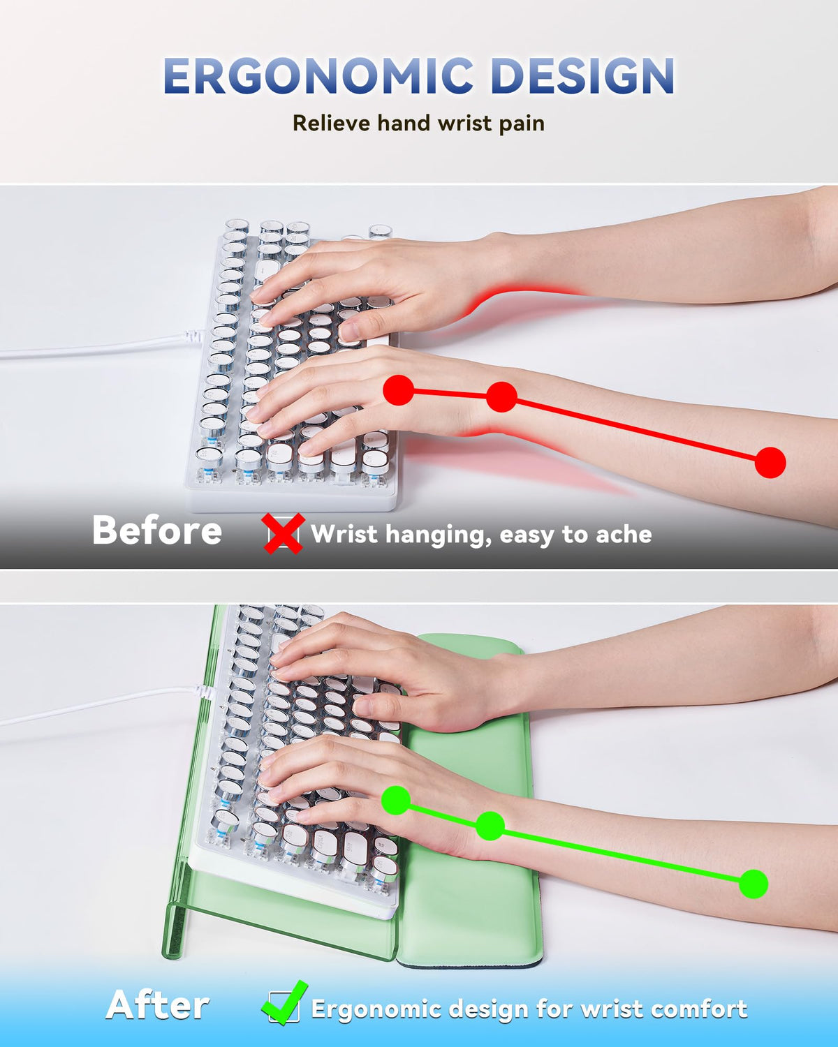 Laborio Computer Keyboard Wrist Rest, Keyboard Riser Stand for Desktop Purple Keyboard Stand With Wrist Rest