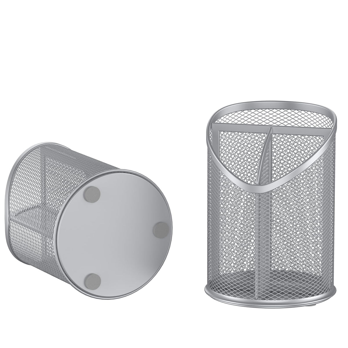 Delifox 2 Pack Pen Holder Mesh Round Pencil Holder 3 Compartments, Black