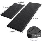 Kitchen Mat 2 PCS Cushioned Anti-Fatigue Floor Mat Standing Mat for Kitchen Stylish Grey 17.3"x29"+17.3"x47"