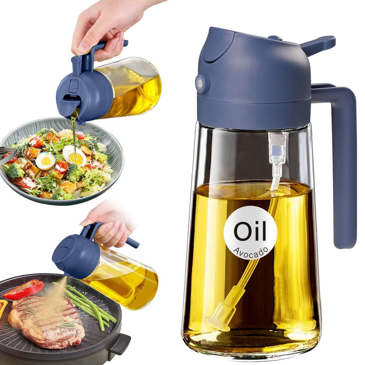 YARRAMATE Olive Oil Dispenser, 2 in 1 Sprayer for Cooking, 16oz/470ml...