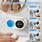Automatic Soap Dispenser, 320ML Touchless Smart Hand Soap Dispenser, 5 Adjustable Soap Levels, Rechargeable Wall Mounted Electric Foam Soap Dispenser for Bathroom Kitchen Office (Black) Black