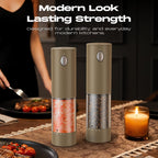 Electric Salt and Pepper Grinder Set, Battery Automatic Salt and Pepper Shaker with Adjustable Coarseness, Large Capacity Pepper Mill with LED White Elephant Gifts(Battery-Stainless Steel) Battery-Stainless Steel 2-Pack