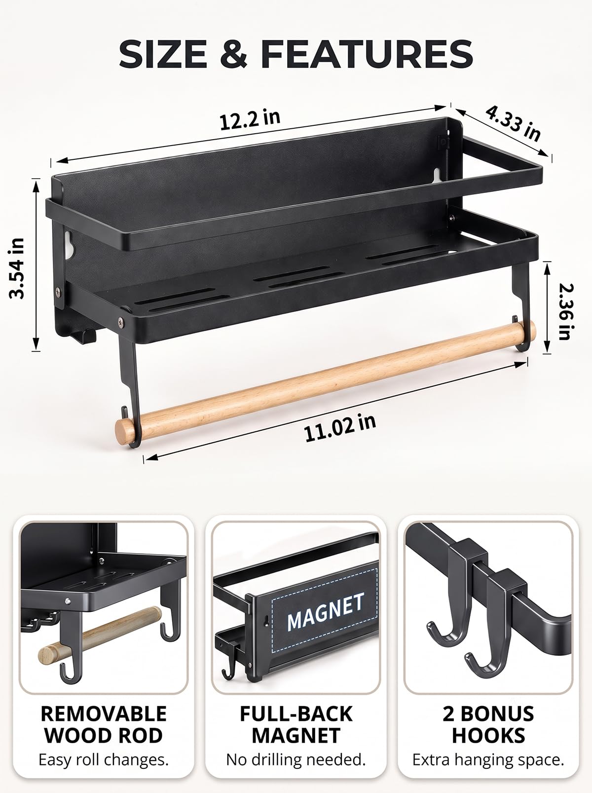 Deloban Magnetic Spice Rack for Refrigerator Fridge Side Organizer