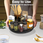 Lazy Susan Turntable Organizer for Cabinet Pantry Kitchen Countertop Refrigerator Cupboard, Pine Wood, 9", Carbonized Black 9''