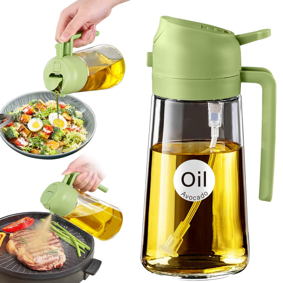 YARRAMATE Olive Oil Dispenser, 2 in 1 Sprayer for Cooking, 16oz/470ml...