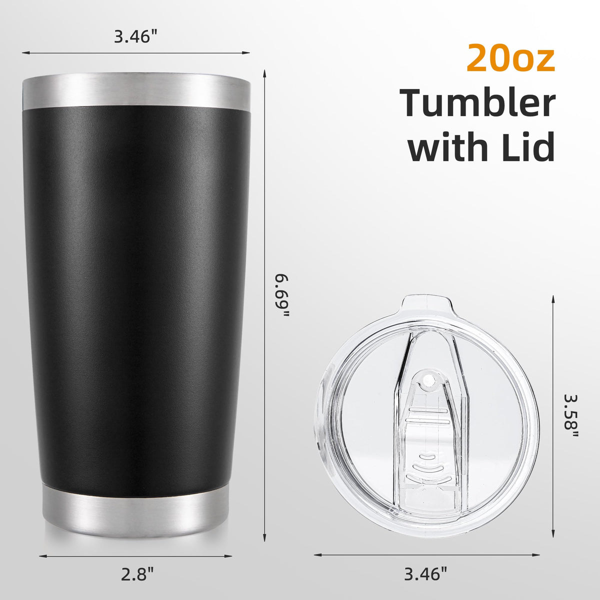 20oz Tumbler Bulk with Lid Stainless Steel Tumblers, 6 Pack