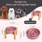 Elevated Slow Feeder Dog Bowl, 6.7" Ceramic Maze Dog Bowl with Stand White 1.5 Cups