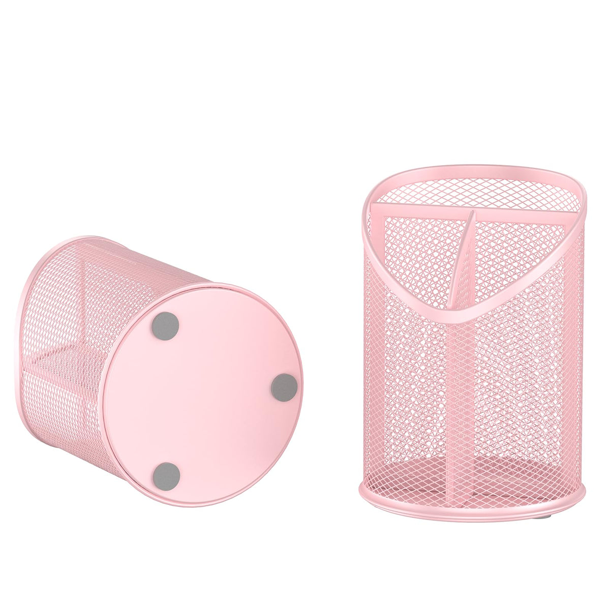 Delifox 2 Pack Pen Holder Mesh Round Pencil Holder 3 Compartments, Black
