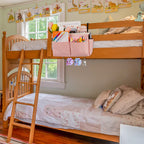 Bedside Caddy Organizer 5 Pockets and 4 Hooks for Bunk Bed Black