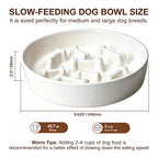 Ceramic Slow Feeder Dog Bowl, 3 Cup Dog Food or 25oz Water, Slow Eating Bowl for Middle Breed, Maze Puzzle Feeder for Fast Eaters, Anti-Choking Stop Bloat, Non-Slip BPA Free (White) White