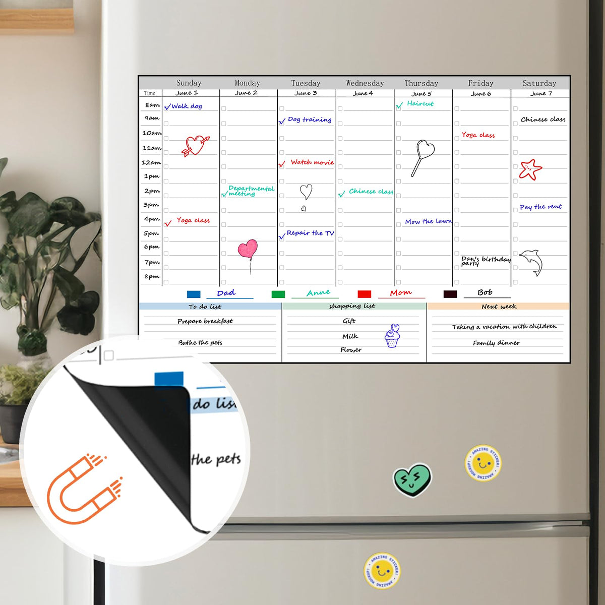 Magnetic Dry Erase Weekly Calendar Board