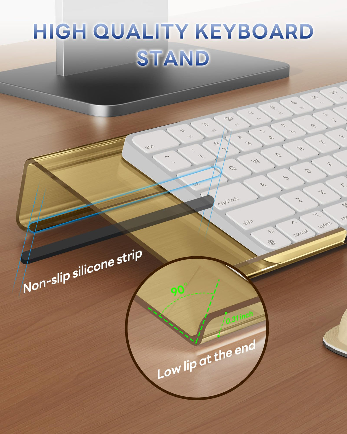Ergonomic Computer Keyboard Riser Stand with Integrated Wrist Rest