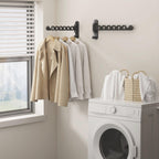 Wall Mounted Clothes Hanger Rack Foldable for Laundry Drying Rack Black Long 2P