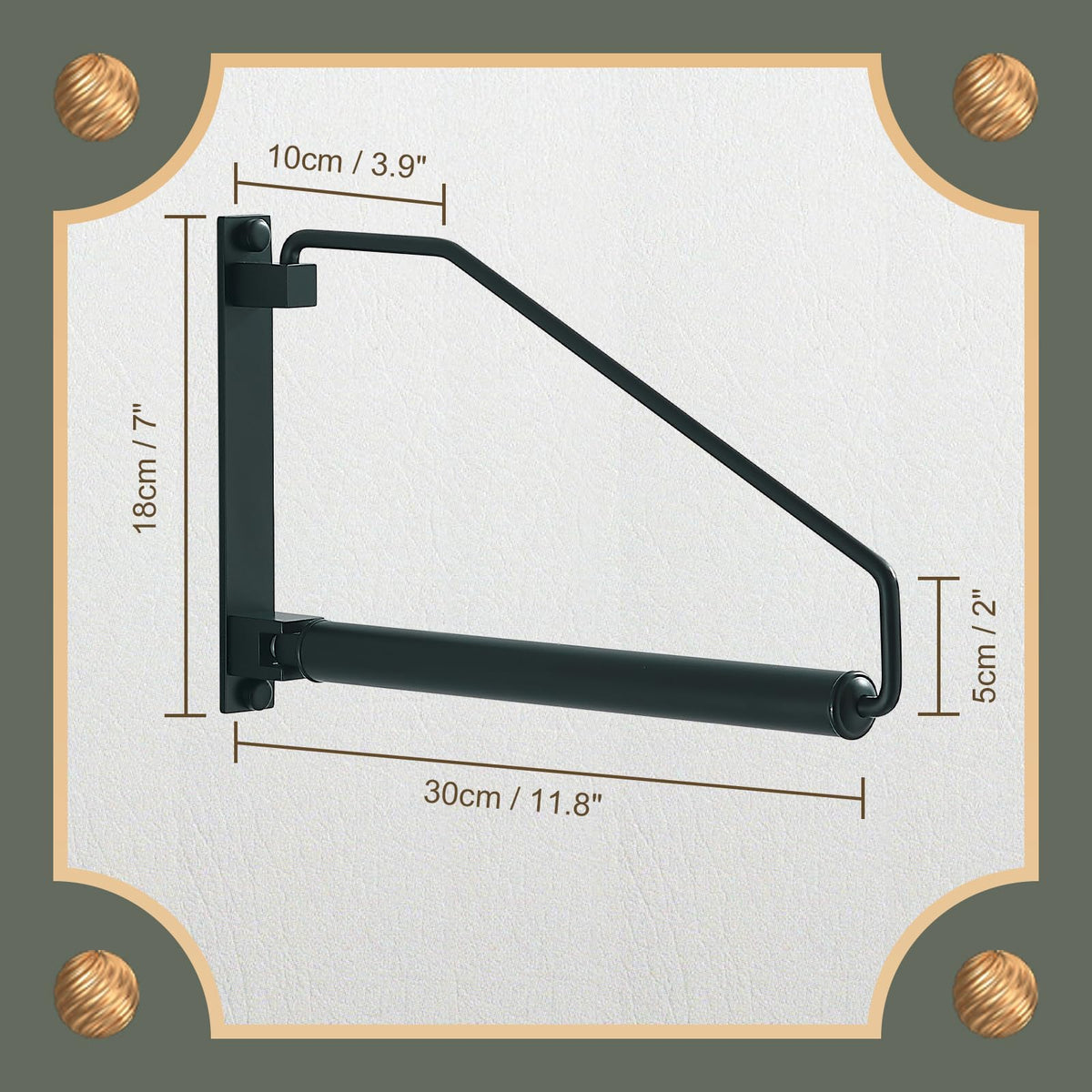 NEWRAIN Folding Wall Mounted Clothes Hanger Rack Clothes Hook Solid Brass with Swing Arm Holder Clothing Hanging System Closet Storage Organizer Heavy Duty Drying Rack Wall Mount,Brushed Gold Triangle Brushed Gold