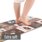 Floral Kitchen Mat Sets 2PCS Non Skid Waterproof Kitchen Rugs and Runner Sets Cushioned Anti-Fatigue Comfort Mat for Home,Office Memory Foam Kitchen Rug, 17.3"x30"+17.3"x47", Black/Pink 17"x30"+17"x47"--0.4 inches