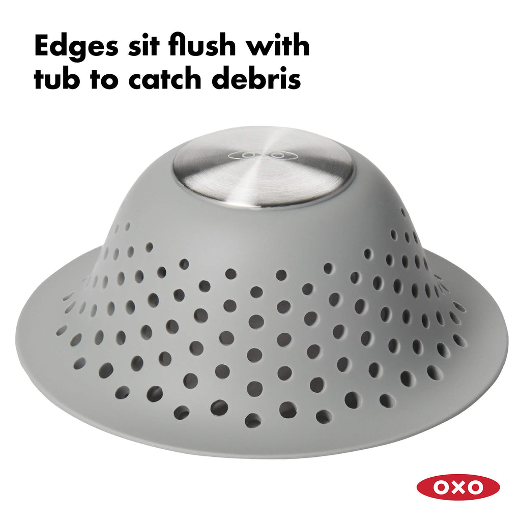 OXO Good Grips Silicone Shower & Tub Drain Protector, Hair Catcher