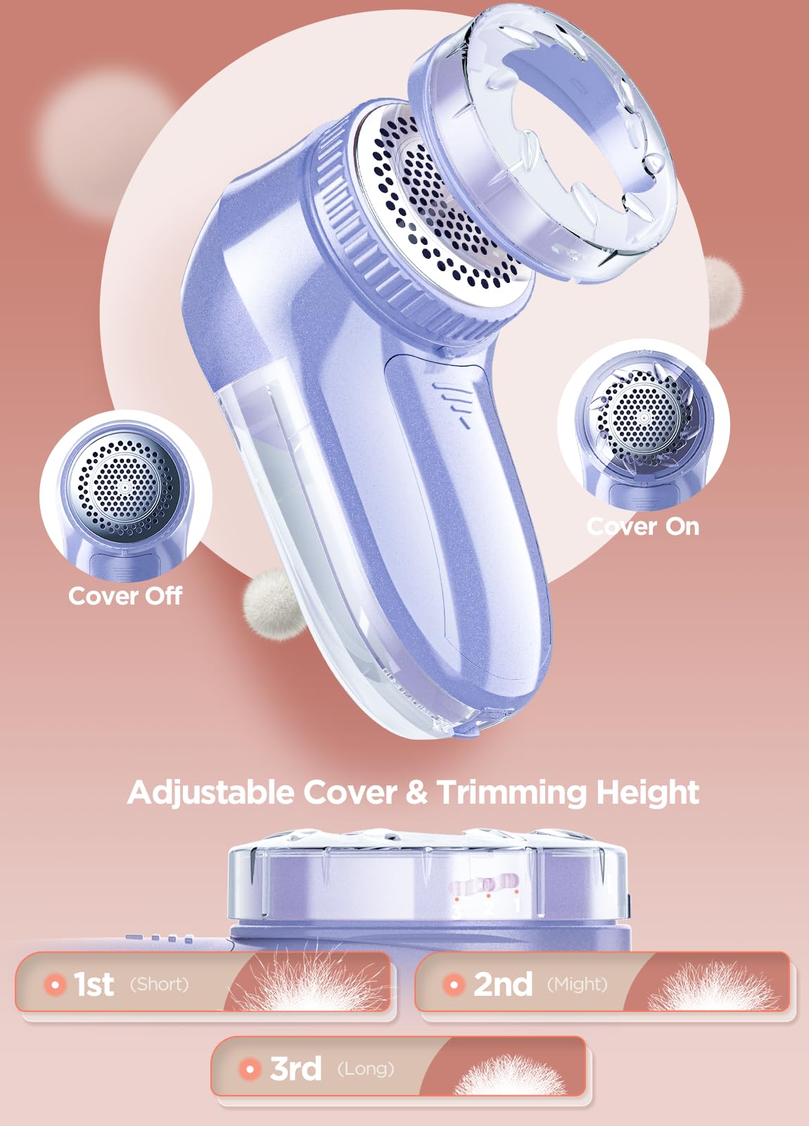 Bymore Fabric Shaver, Lint Shaver, Sweater Shaver for Clothes, Pink 5.75*2.60*2.64in