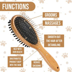 KylePet Dog Brush, Double Sided Pet Slicker Brush with Bamboo Handle for Dogs and Cats Long Hair Pets Grooming Comb for Removing Shedding, Tangles and Dead Undercoat Dog brush-01