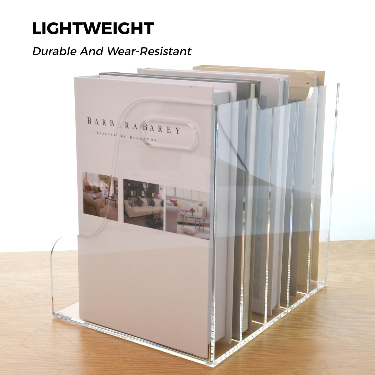 Acrylic Magazine File Holder, 4 Vertical Compartments Desk Document Sorter Organizer, Clear Folder Rack Binder for Office/Home/Classroom, for Documents, Tablet, Magazines, Books & Accessories B5, 4 Sections