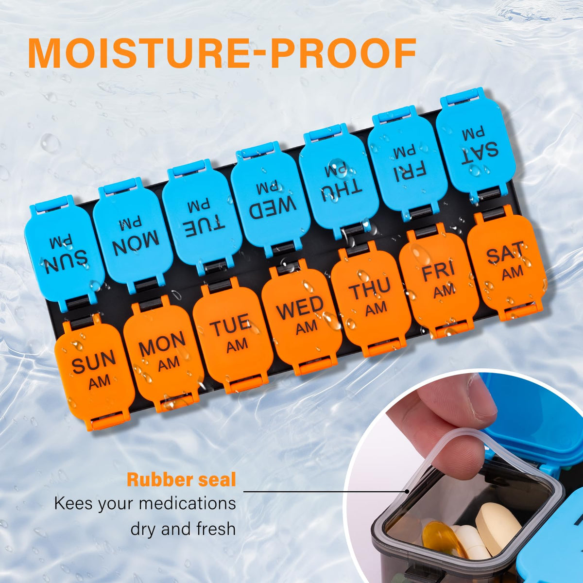 Extra Large Weekly Pill Organizer and AM/PM Medication Dispenser
