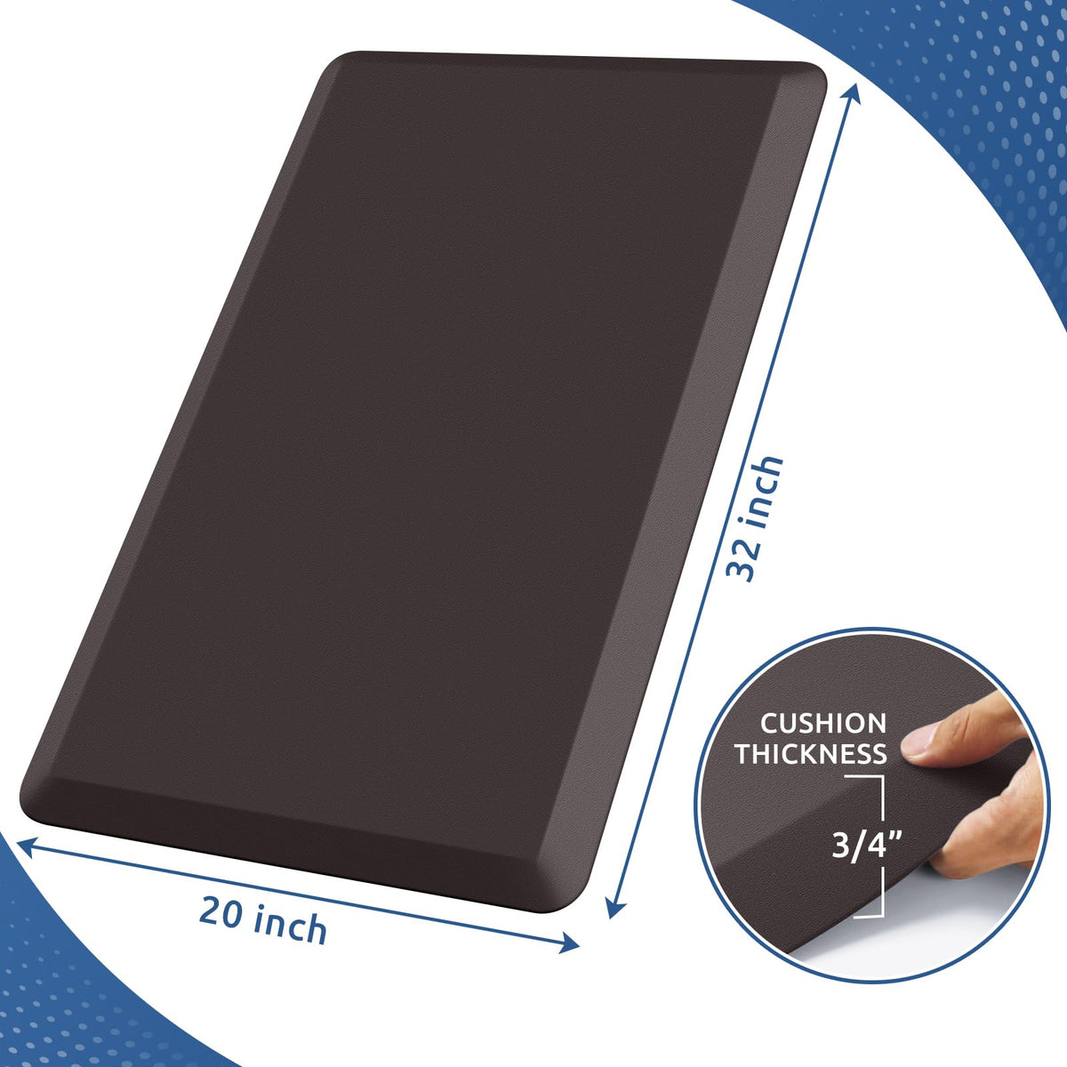 Kitchen Mat Cushioned Anti Fatigue Rug Standing and Comfort Floor Mats Chocolate 39"L x 17.3"W x 0.5"Th