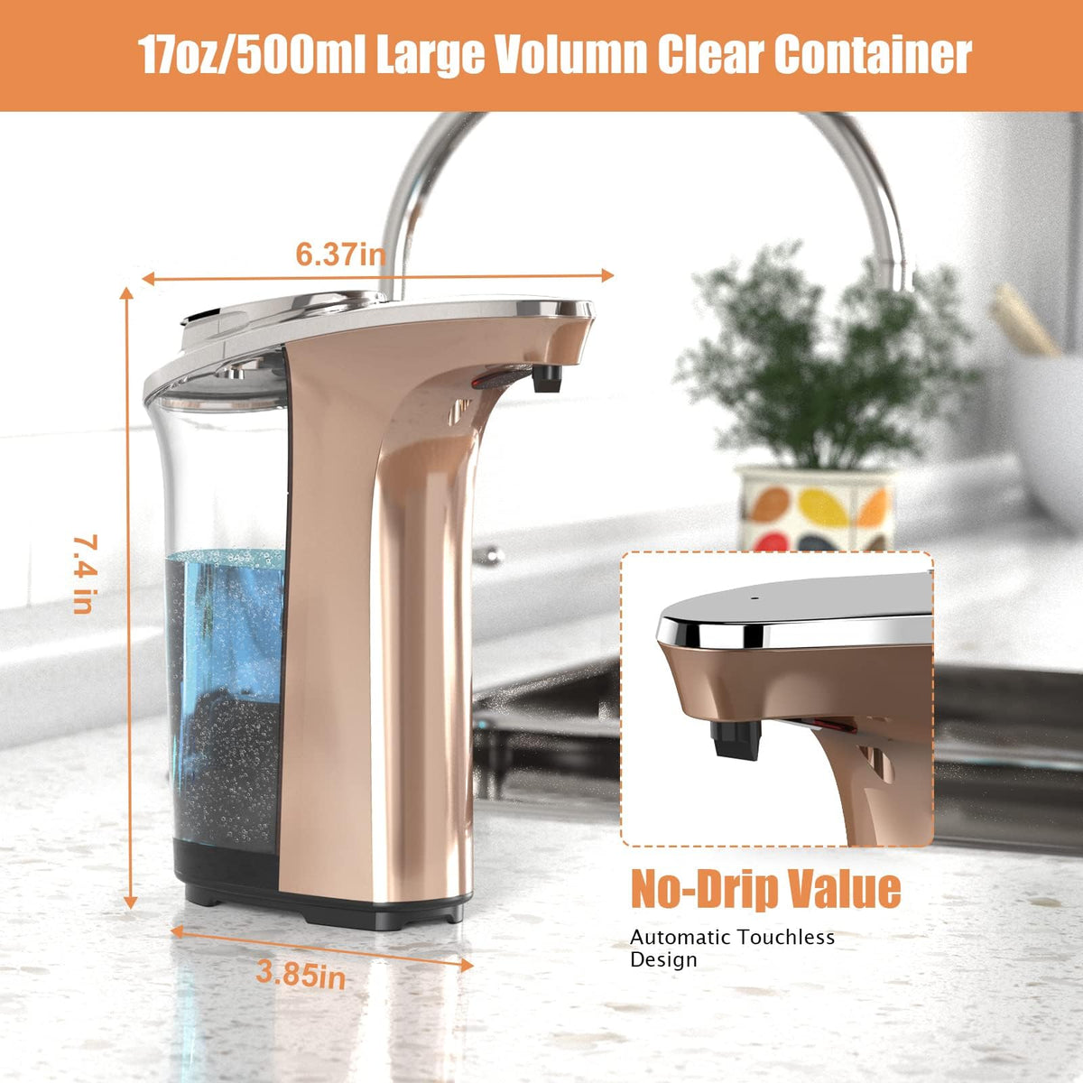 Automatic Touchless Liquid Soap Dispenser for Kitchen and Bathroom