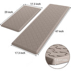 Kitchen Mat 2 PCS Cushioned Anti-Fatigue Floor Mat Standing Mat for Kitchen Stylish Grey 17.3"x29"+17.3"x47"