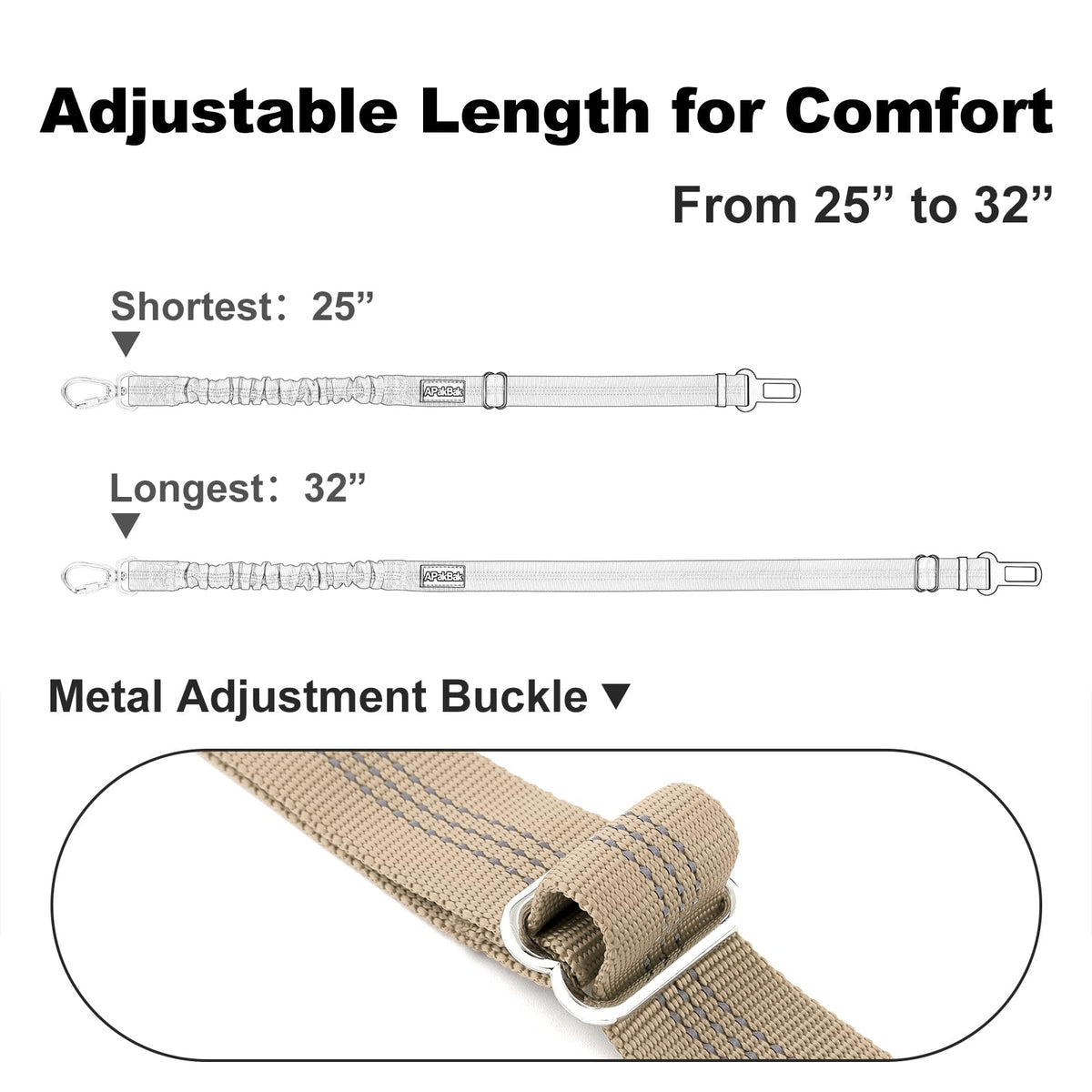 Dog Seat Belt for Car, Car Harness with Locking Aluminum Hook Gray