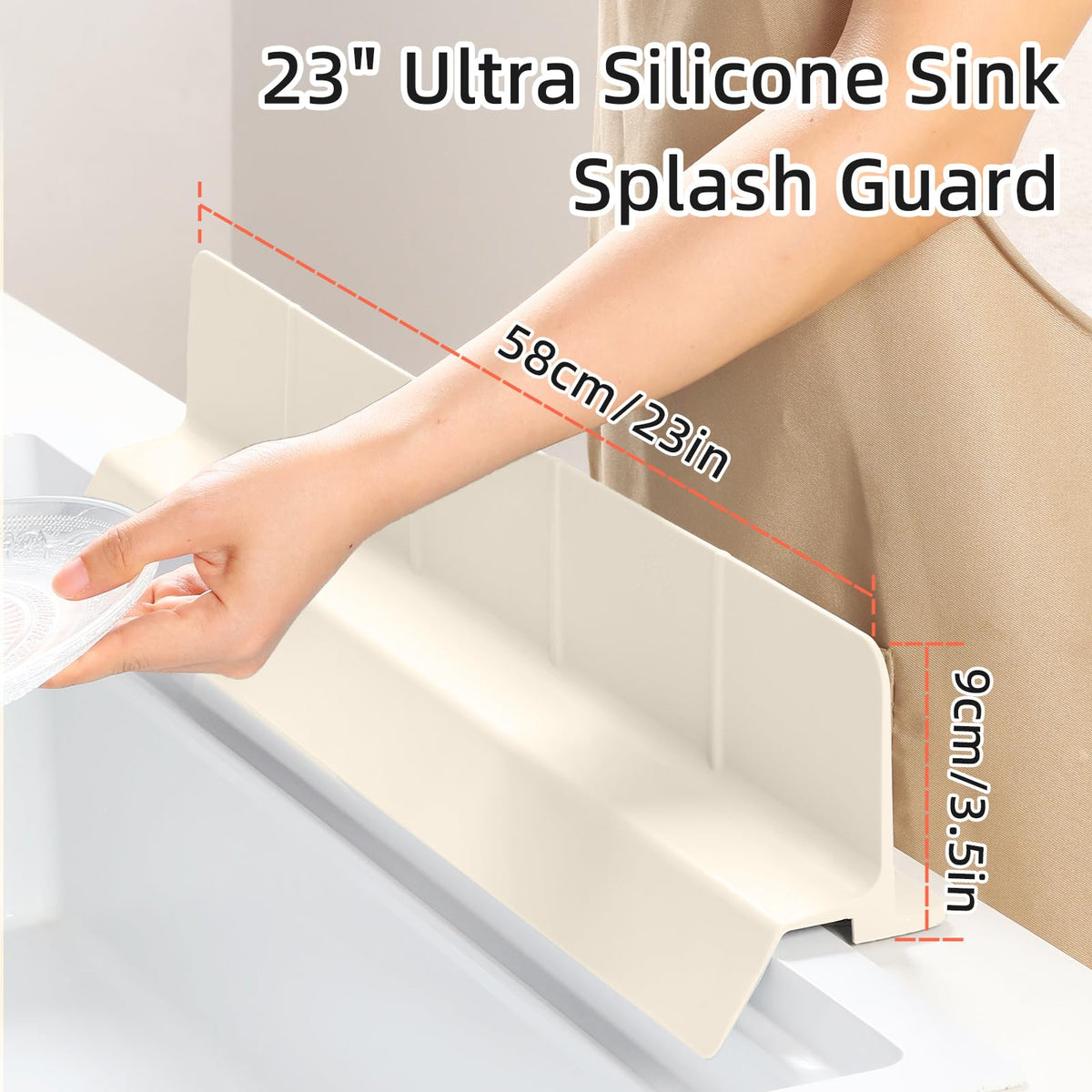 23" Ultra Silicone High Sink Splash Guard, Grey Gray
