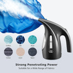 HiLIFE Steamer for Clothes, Portable Handheld Design, 240ml Big Capacity, 700W, Strong Penetrating Steam, Removes Wrinkle, for Home, Office(ONLY FOR 120V)-Black 1-Black